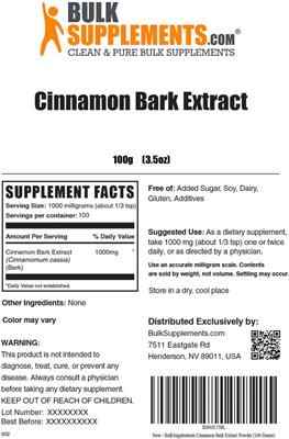 Cinnamon Bark Extract label