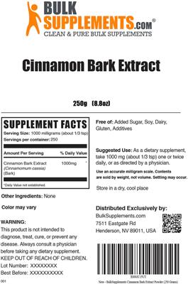 Cinnamon Bark Extract label