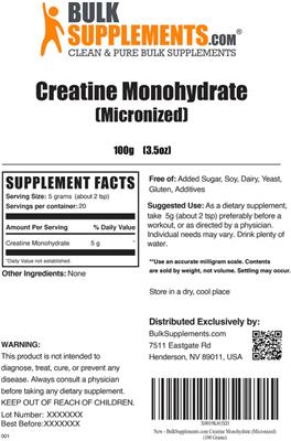 Creatine Monohydrate label