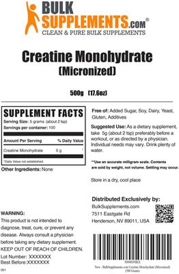 Creatine Monohydrate label