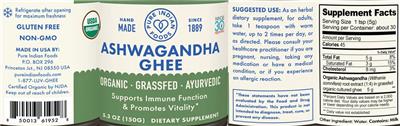 Ashwagandha Ghee label