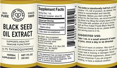 Black Seed Oil Extract label