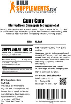 Guar Gum label