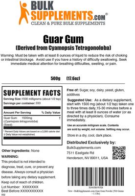 Guar Gum label