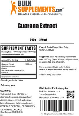 Guarana Extract label