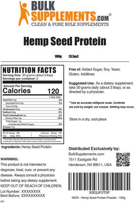 Hemp Seed Protein label