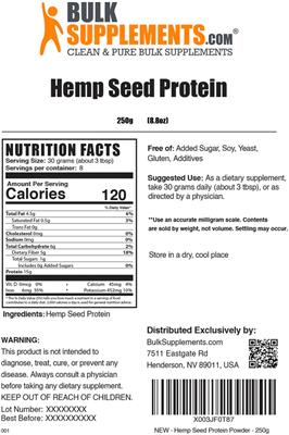 Hemp Seed Protein label