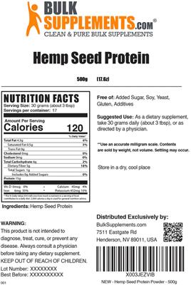 Hemp Seed Protein label