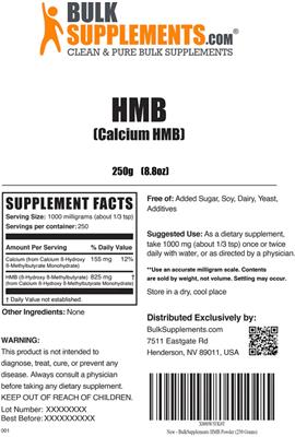 HMB (Calcium HMB) label