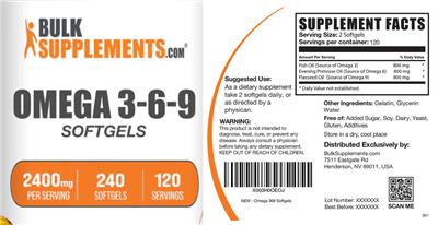 Omega 3-6-9 Softgels 2400 mg label