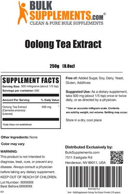 Oolong Tea Extract label