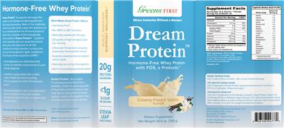 Dream Protein Creamy French Vanilla Flavor label