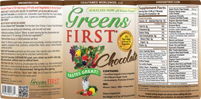 Greens First Chocolate label