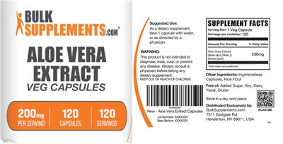 Aloe Vera Extract 200 mg label