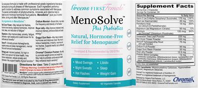 MenoSolve plus Probiotics label