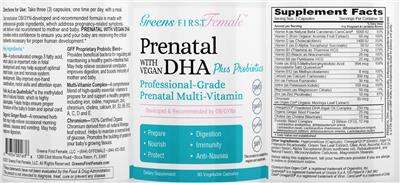 Prenatal with Vegan DHA plus Probiotics label
