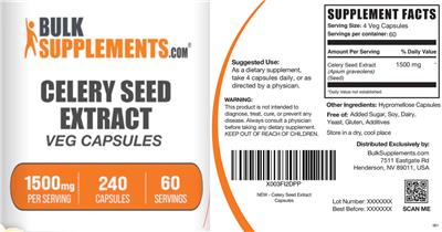 Celery Seed Extract 1500 mg Veg Capsules label