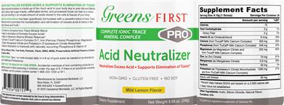 Acid Neutralizer Mild Lemon Flavor label