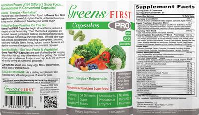 Greens First Pro Capsules label