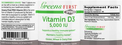 Vitamin D3 5,000 IU label
