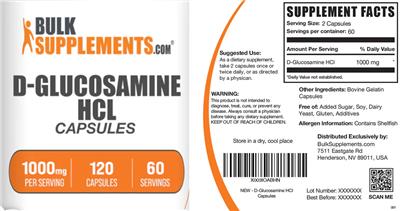 D-Glucosamine HCl 1000 mg Capsules label