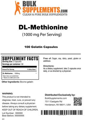 DL-Methionine 1000 mg label
