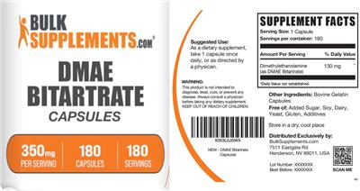 DMAE Bitartrate 350 mg Capsules label