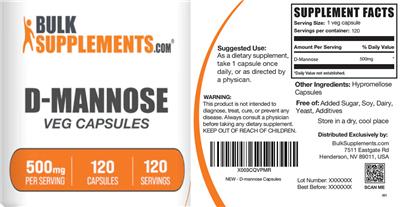 D-Mannose 500 mg Veg Capsules label