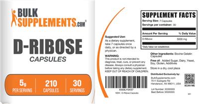 D-Ribose 5 g Capsules label