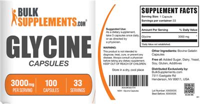 Glycine 3000 mg Capsules label