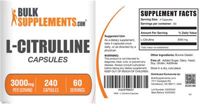 L-Citrulline 3000 mg Capsules label