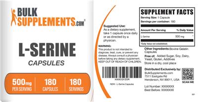L-Serine 500 mg Capsules label