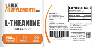 L-Theanine 200 mg Capsules label