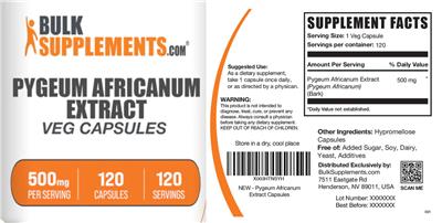 Pygeum Africanum Extract 500 mg Veg Capsules label