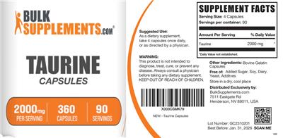 Taurine 2000 mg Capsules label