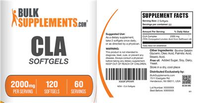 CLA 2000 mg Softgels label