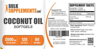 Coconut Oil 2000 mg Softgels label