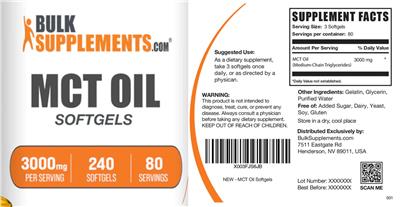 MCT Oil 3000 mg Softgels label