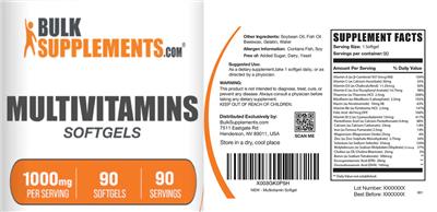 Multivitamins 1000 mg Softgels label