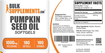 Pumpkin Seed Oil 1000 mg Softgels label