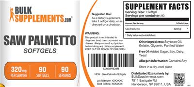 Saw Palmetto 320 mg Softgels label