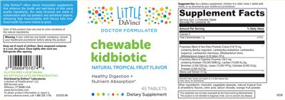 Chewable Kidbiotic Natural Tropical Fruit Flavor label