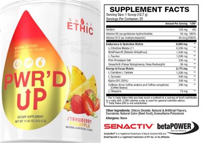PWR'D UP Strawberry Pineapple label