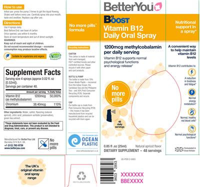 B12 Boost Vitamin B12 Daily Oral Spray label
