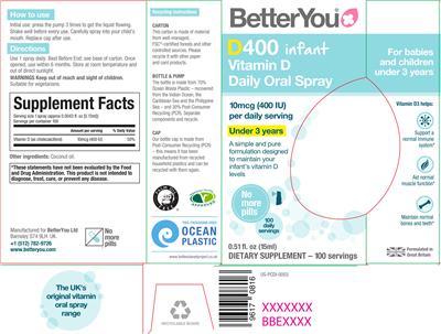 D400 Infant Vitamin D Daily Oral Spray label