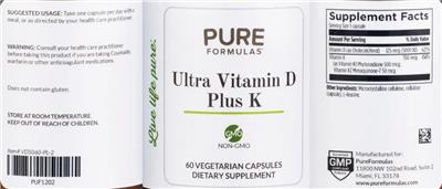 Ultra Vitamin D plus K label