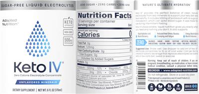 Keto IV Unflavored Minerals label