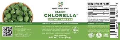 Clean Chlorella 200 mg Tablets label