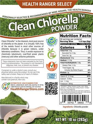 Clean Chlorella Powder label