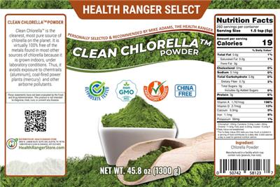 Clean Chlorella Powder label